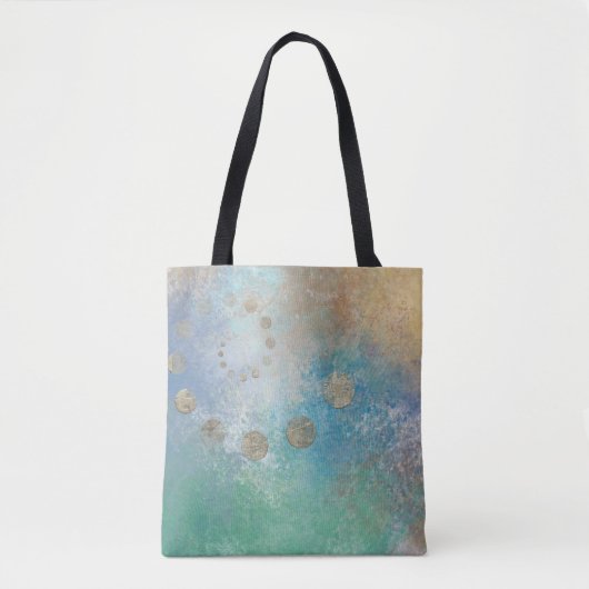 Kustgoten | Blauwe en groene Waterverf Gold Tote Bag (Voorkant)