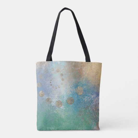 Kustgoten | Blauwe en groene Waterverf Gold Tote Bag (Achterkant)