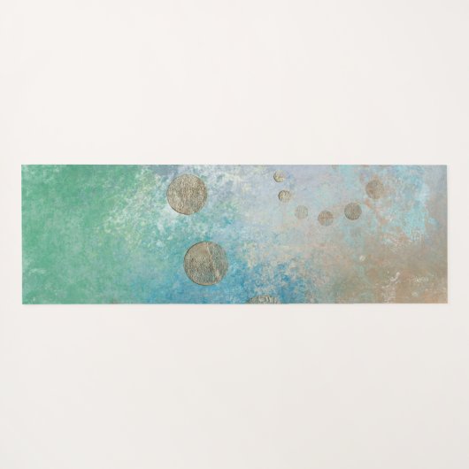 Kustgoten | Blauwe en groene Waterverf Gold Yogamat (Achterkant (horizontaal))