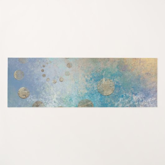 Kustgoten | Blauwe en groene Waterverf Gold Yogamat (Voorkant (horizontaal))