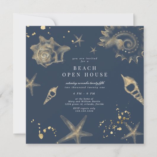 Kustgouden elegante vierkante open huis kaart (Voorkant)