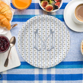 Kustgrand millenial krab strepen monogram papieren bordje