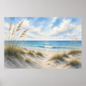 Kustgras Strand Poster | Blauwe Horizon (Voorkant)