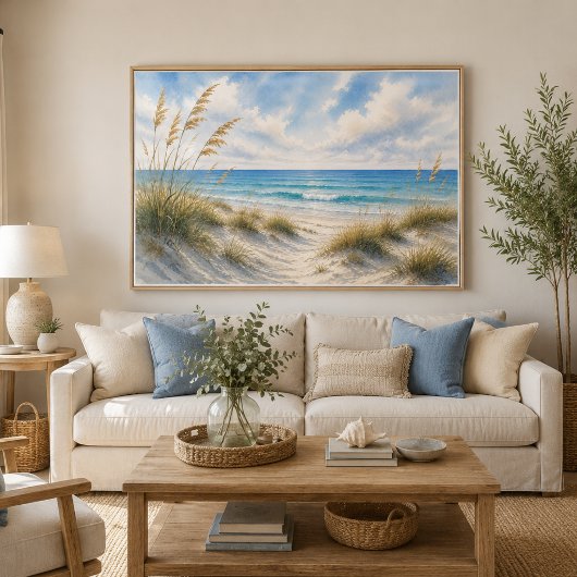 Kustgras Strand Poster | Blauwe Horizon