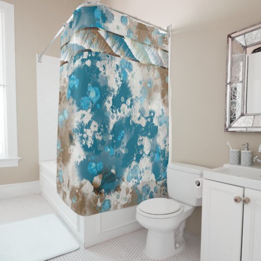 Kustgrens Abstracte golfbreker Douchegordijn (In situ)