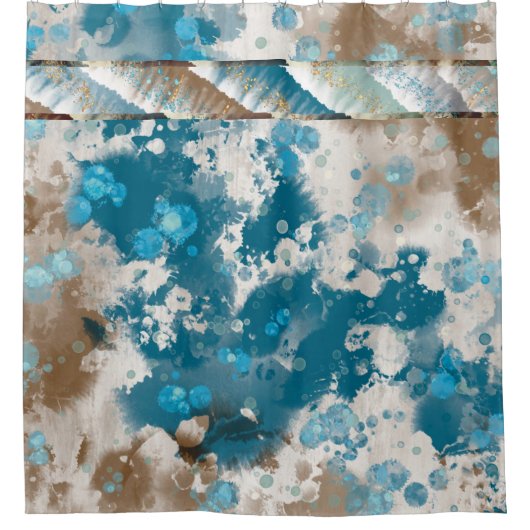 Kustgrens Abstracte golfbreker Douchegordijn (Voorkant)