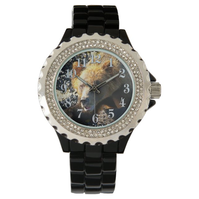 Kustgrizzly Beren gezicht - Wildlife Foto Horloge (Voorkant)
