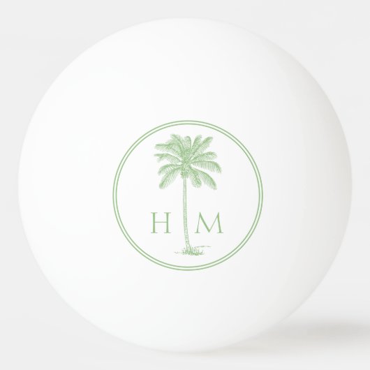 Kustgroen en wit palmetto palmmonogram pingpongbal (Voorkant)