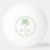 Kustgroen en wit palmetto palmmonogram pingpongbal (Achterkant)