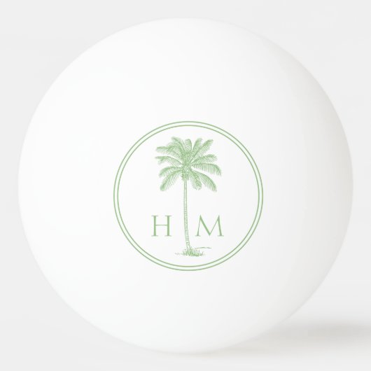 Kustgroen en wit palmetto palmmonogram pingpongbal (Achterkant)