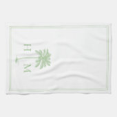 Kustgroen en wit palmetto palmmonogram theedoek (Horizontaal)