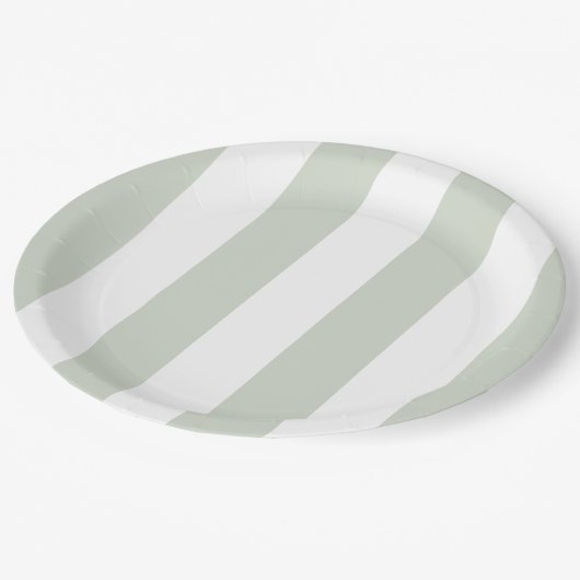Kustgroene Cabana Stripes Verjaardag Papieren Bordje (Gekanteld)