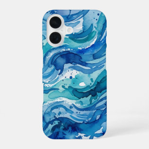 Kustgroene en blauwe vloeiende kunst telefoonhoes iPhone 16 hoesje