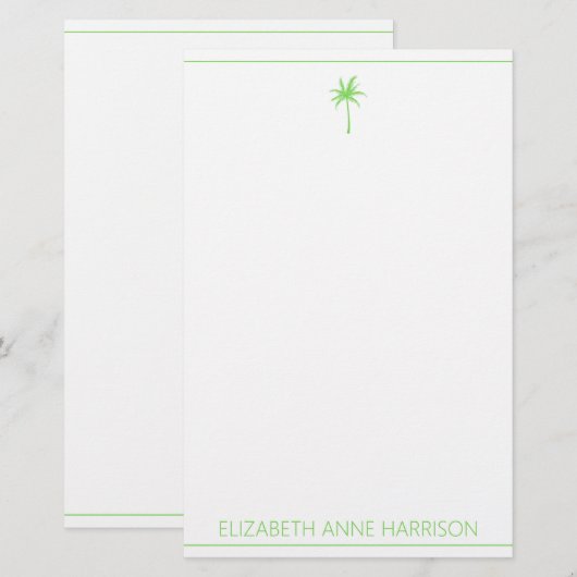 Kustgroene en witte palmbomen briefpapier (Voorkant / Achterkant)