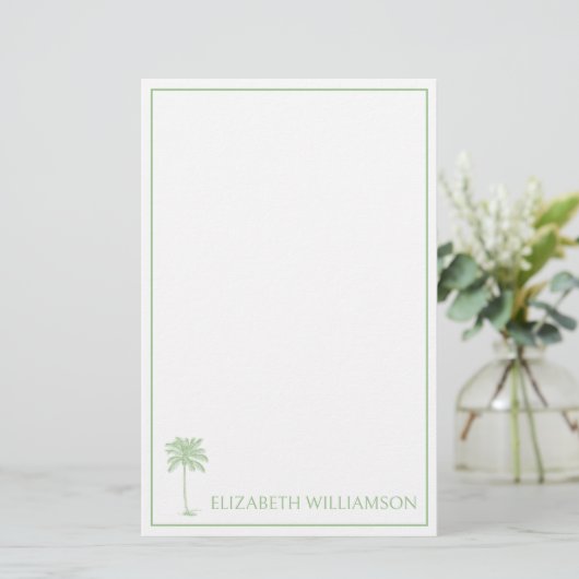 Kustgroene palm palm boom gepersonaliseerd briefpapier (Staand voorkant)