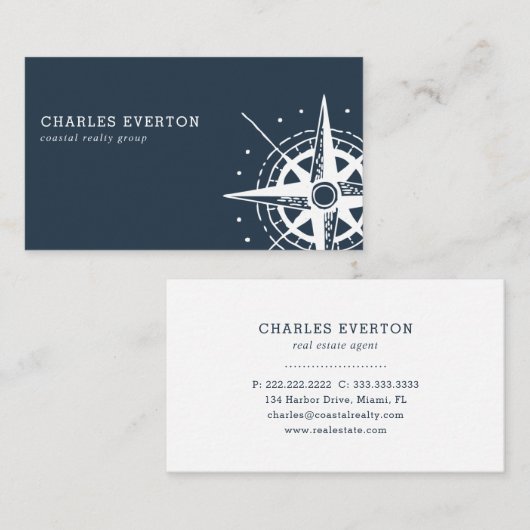 Kustgrond Nautical Threadass Navy Visitekaartje (Voorkant / Achterkant)