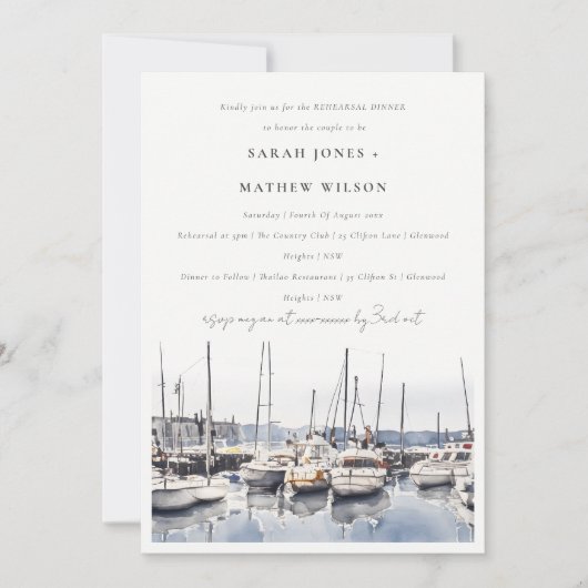 Kusthaven boten Zeegezicht repetitie diner Kaart (Voorkant)