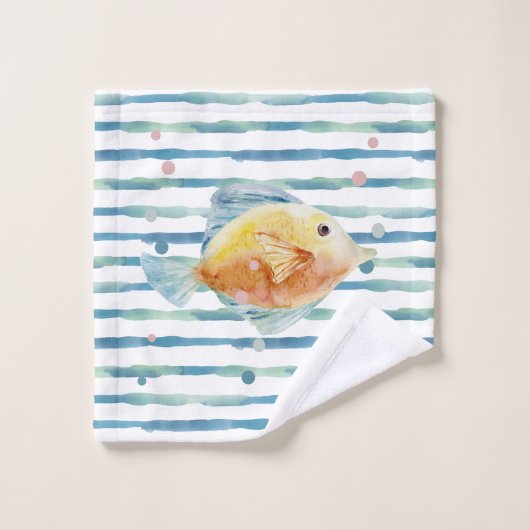 KUSTHELDERE WATERVERF TROPISCHE VIS, STRAND BAD HANDDOEK (Wasdoekje)