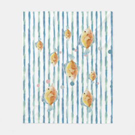 KUSTHELDERE WATERVERF TROPISCHE VIS, STRAND FLEECE DEKEN