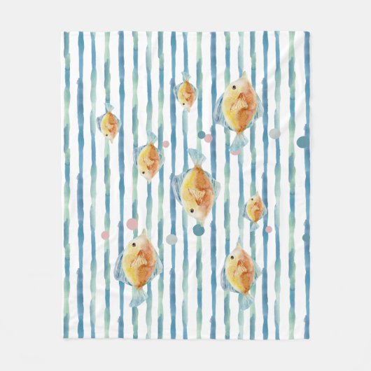 KUSTHELDERE WATERVERF TROPISCHE VIS, STRAND FLEECE DEKEN (Voorkant)