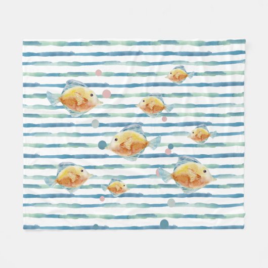 KUSTHELDERE WATERVERF TROPISCHE VIS, STRAND FLEECE DEKEN (Voorkant (Horizontaal))