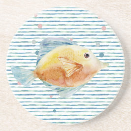 KUSTHELDERE WATERVERF TROPISCHE VIS, STRAND ZANDSTEEN ONDERZETTER