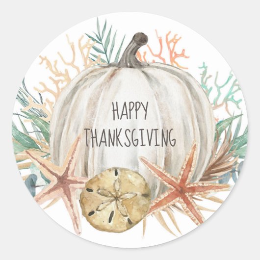 Kustherfst Pompoen Prettig Thanksgiving Ronde Sticker (Voorkant)