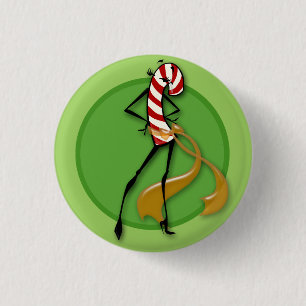 KUSTHOLIDAY CANDY CANE VROUWENILLUSTRATIE BUTTON