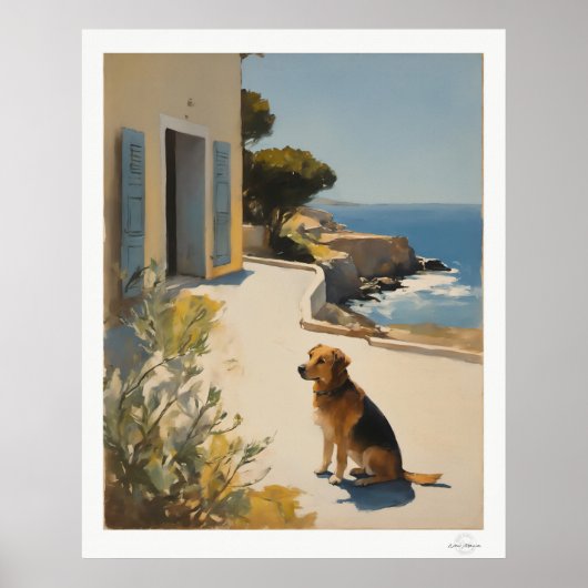 Kusthonden Canvas, Goud Retriever Zeezicht Poster (Voorkant)