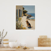Kusthonden Canvas, Goud Retriever Zeezicht Poster (Keuken)
