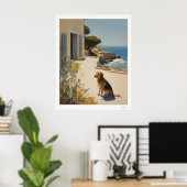 Kusthonden Canvas, Goud Retriever Zeezicht Poster (Thuiskantoor)