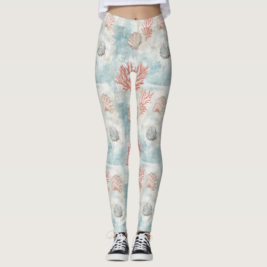 Kusthuis Aqua Schelp Patroon Leggings (Voorkant)