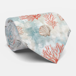 Kusthuis Aqua Schelp Patroon Stropdas
