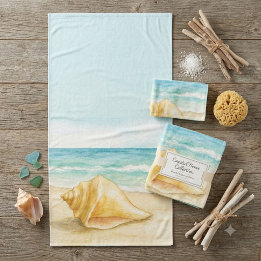 Kusthuis Schelp Aquarel Bad Handdoek