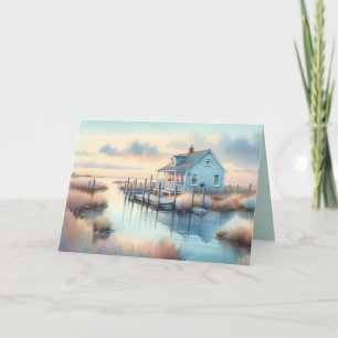 Kusthuisje bij Sunrise Marsh Bedankkaart