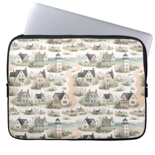 Kusthuisje Vuurtorenpatroon Laptop Sleeve (Voorkant)
