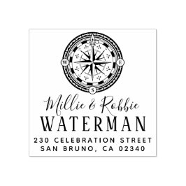 Kusthuwelijkskompas Nautisch retouradres Rubberstempel