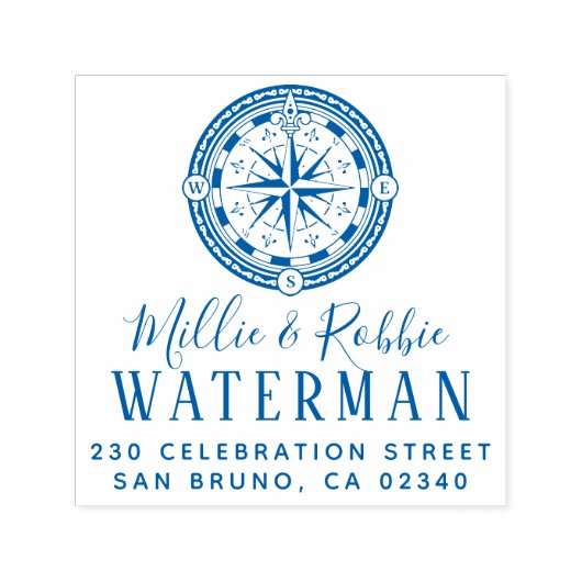 Kusthuwelijkskompas Nautisch retouradres Zelfinktende Stempel (Design)