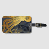  kustinktvis (Octopus Gold Black Blue) Waterverf Bagagelabel (Voorkant (horizontaal))