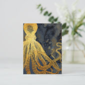  kustinktvis (Octopus Gold Black Blue) Waterverf Briefkaart (Staand voorkant)