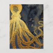  kustinktvis (Octopus Gold Black Blue) Waterverf Briefkaart (Voorkant)