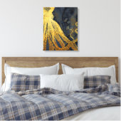  kustinktvis (Octopus Gold Black Blue) Waterverf Canvas Afdruk (Insitu (Slaapkamer))