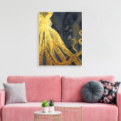  kustinktvis (Octopus Gold Black Blue) Waterverf Canvas Afdruk (Insitu (Woonkamer))