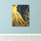 kustinktvis (Octopus Gold Black Blue) Waterverf Canvas Afdruk (Insitu (Houten vloer))