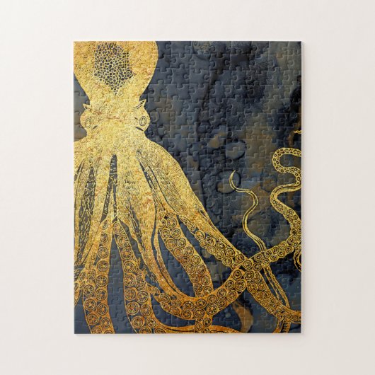 kustinktvis (Octopus Gold Black Blue) Waterverf Legpuzzel (Verticaal)