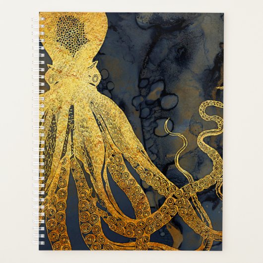  kustinktvis (Octopus Gold Black Blue) Waterverf Planner (Voorkant)
