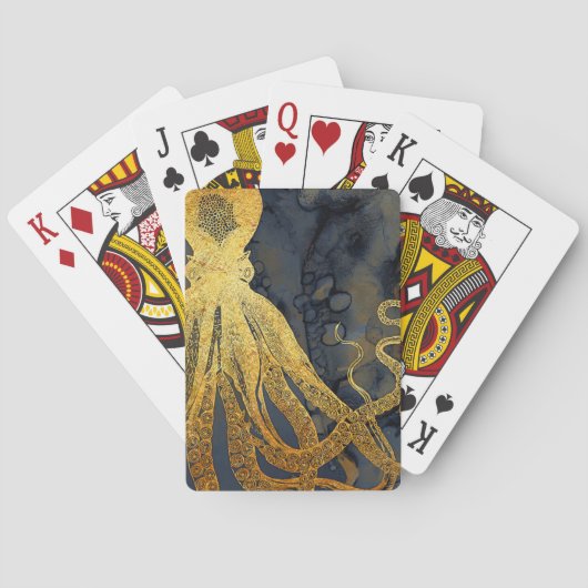  kustinktvis (Octopus Gold Black Blue) Waterverf Pokerkaarten (Achterkant)