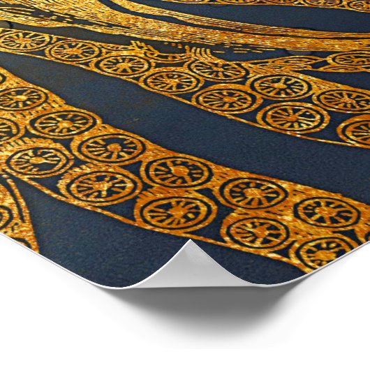  kustinktvis (Octopus Gold Black Blue) Waterverf Poster (Hoek)