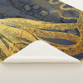 kustinktvis (Octopus Gold Black Blue) Waterverf Sherpa Deken (3/4)