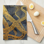  kustinktvis (Octopus Gold Black Blue) Waterverf Theedoek (Quarter Fold)